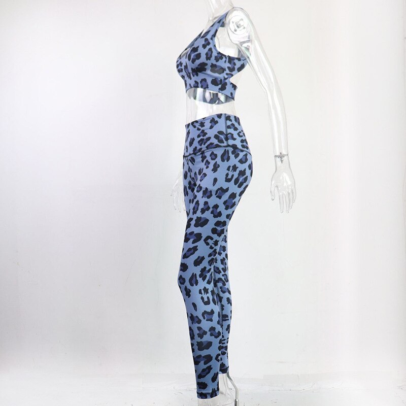 Sportswear Seamless Leopard Print Yoga Gym Yoga Set Casual Tank Crop Top High Waist Leggings Two Piece Set Workout Fitness Suit-3