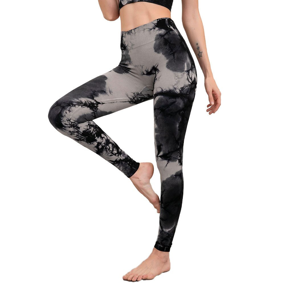 Seamless Tie Dye Print Yoga Leggings Fitness Gym Yoga High Elastics Sports Slim Trousers