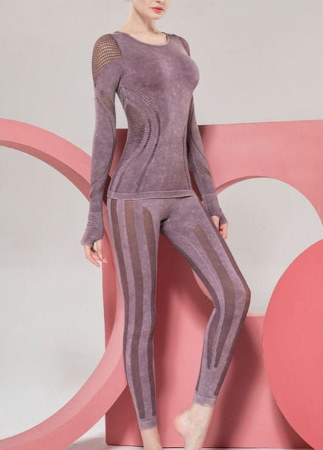 Seamless Sportswear Yoga Set Hollow Out Gym Fitness Tracksuit - GilloServ