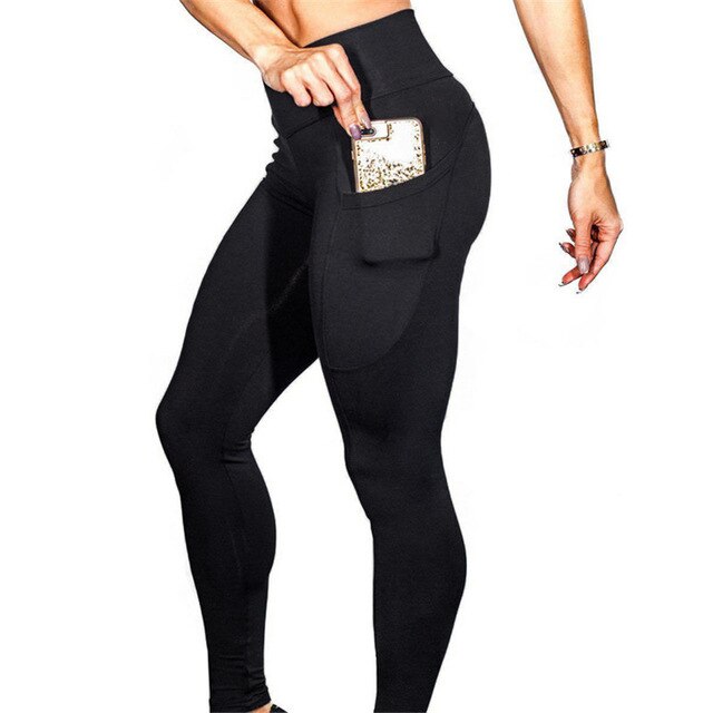 Solid Yoga Leggings With Pockets Fashion Push Up - GilloServ