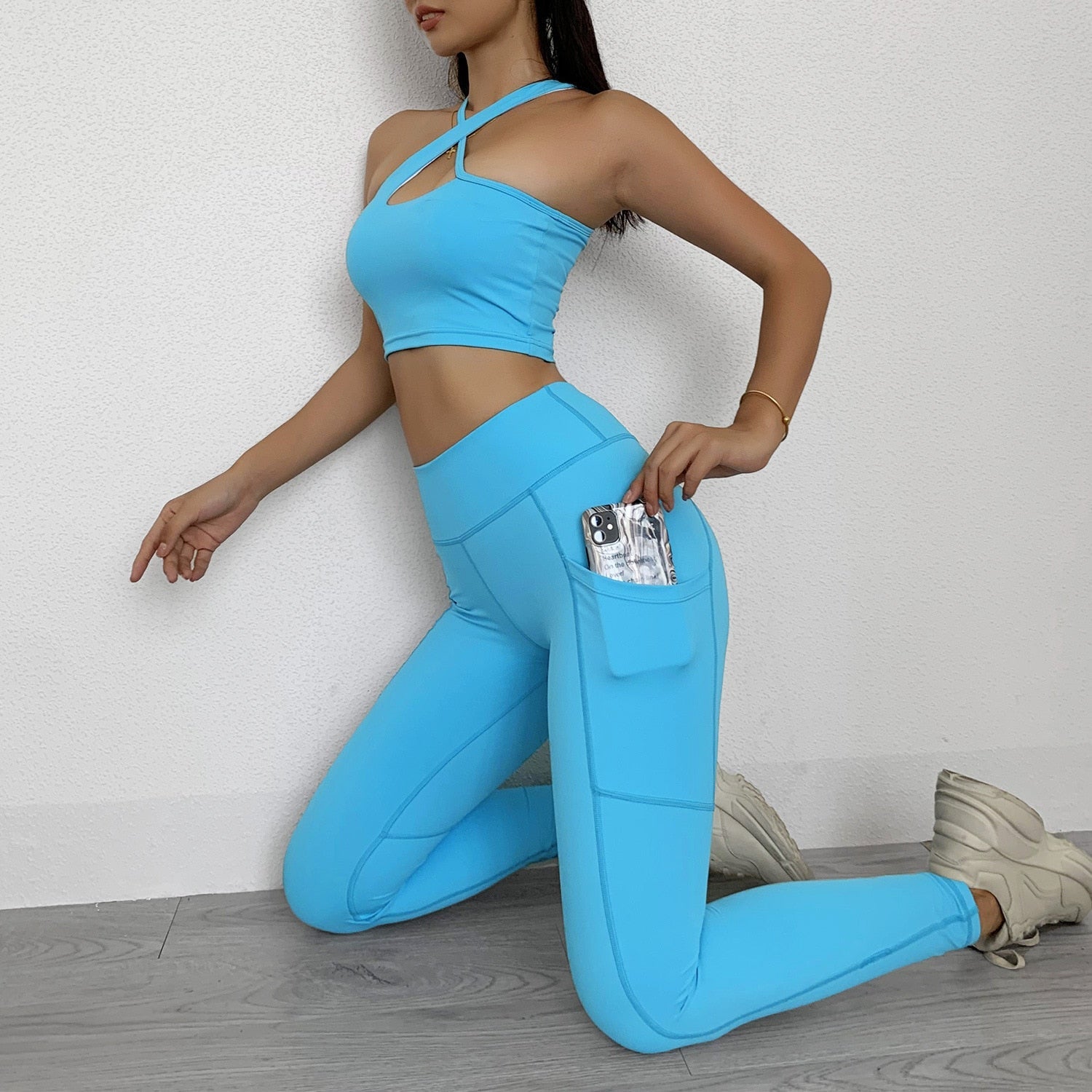 Seamless Yoga Gym Set Women Tracksuit Fitness Sportswear - GilloServ