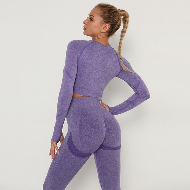 2pcs Yoga Set Women Long Sleeve Shirts - GilloServ