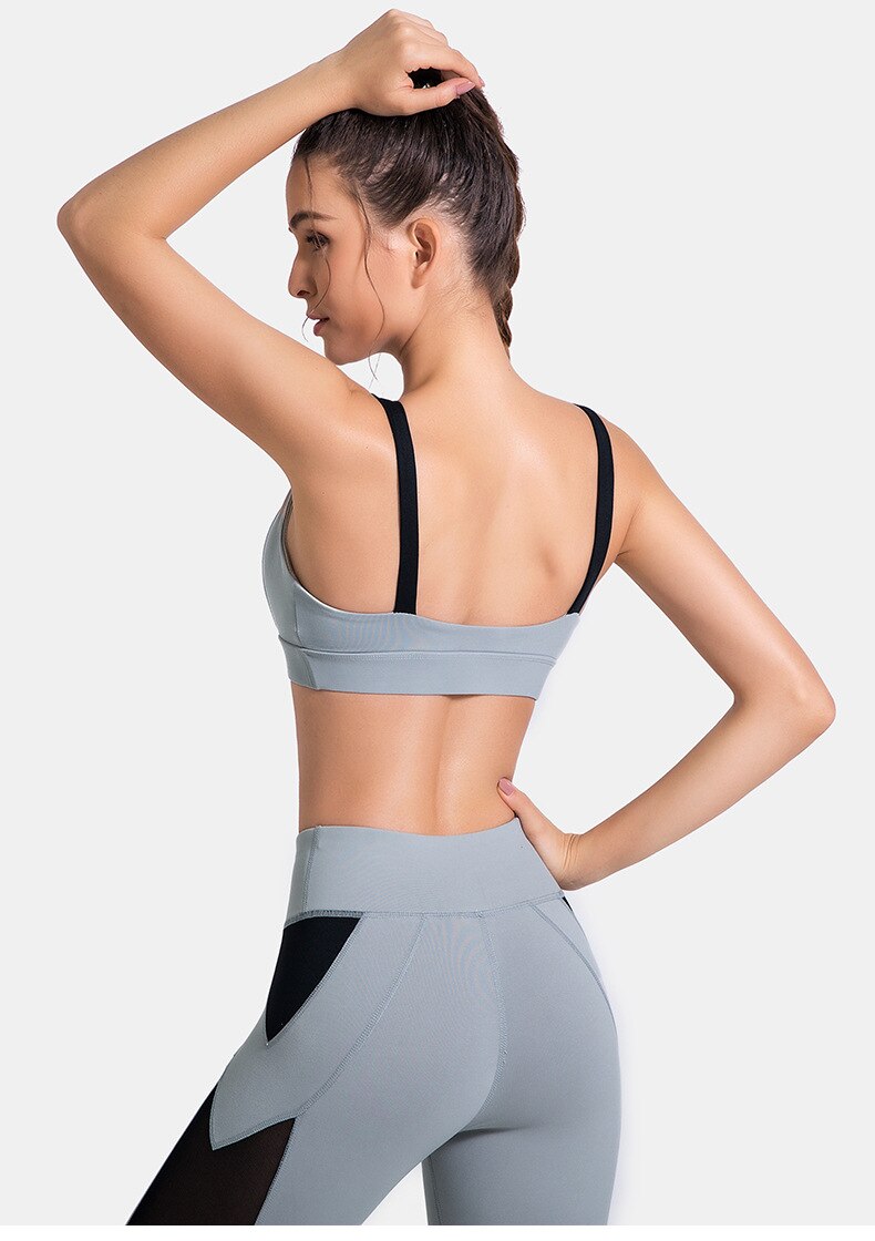 Patchwork Yoga Suit Gym Fitness Two Piece Set Bra Crop Top Leggings Tracksuit Fashion Running Sports Push Up Casual Set - GilloServ