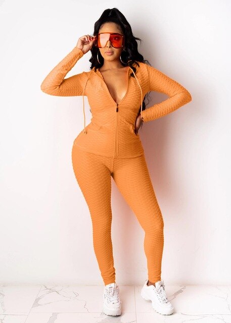 Sportswear Jacquard Hooded Set Gym Fitness Tracksuit