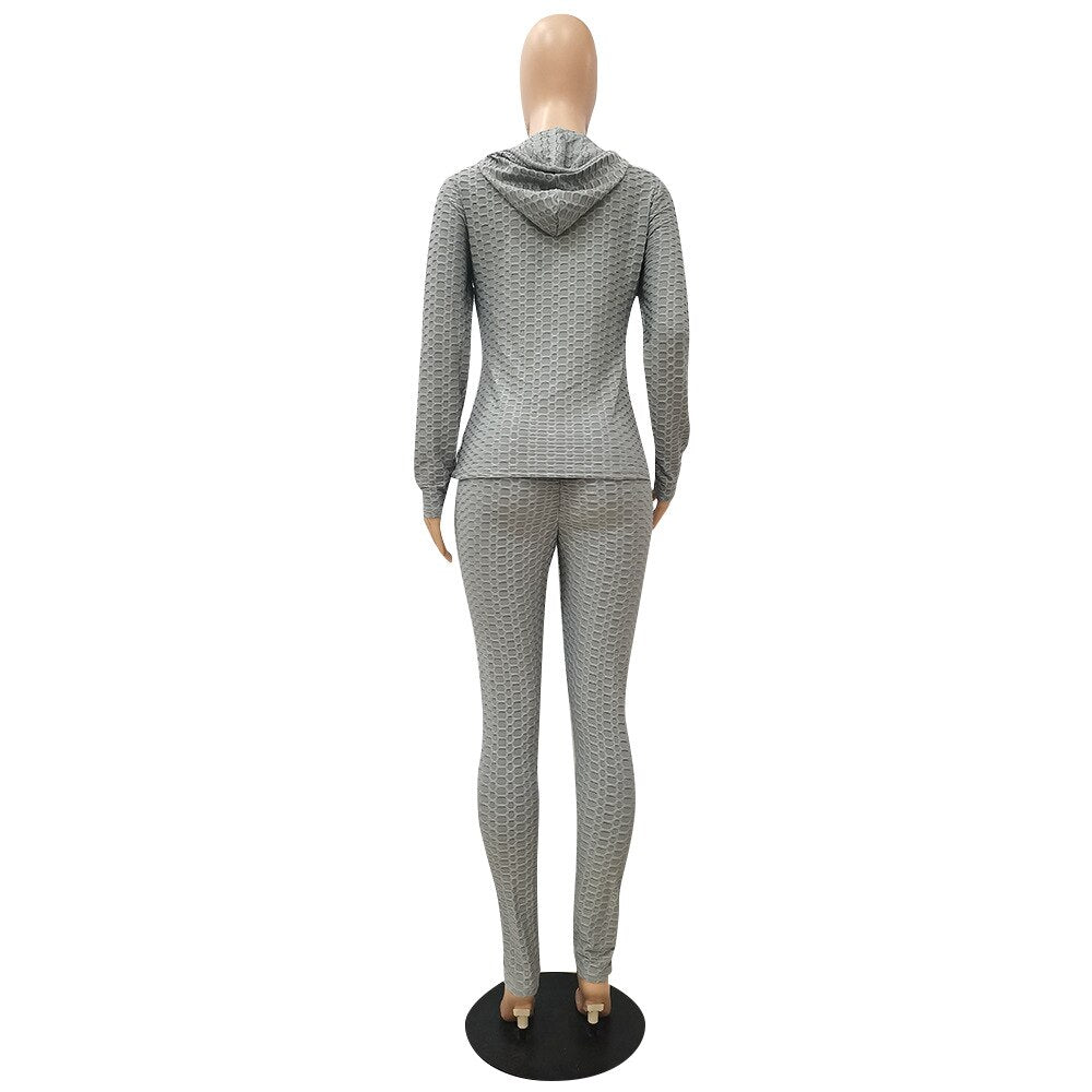 Sportswear Jacquard Hooded Set Gym Fitness Tracksuit