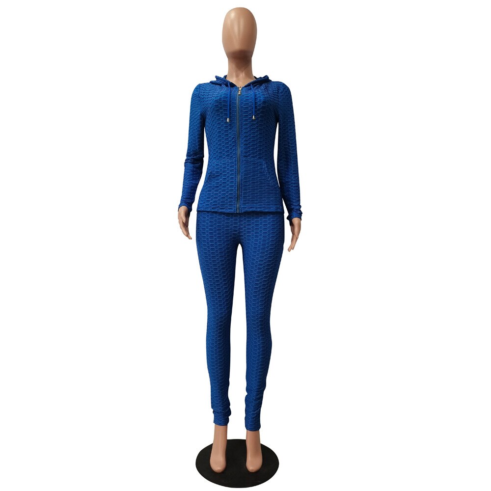 Sportswear Jacquard Hooded Set Gym Fitness Tracksuit