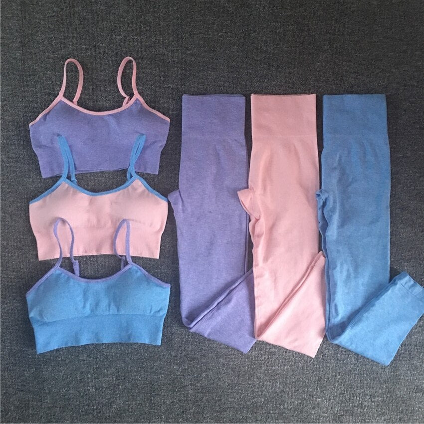 Sportswear Seamless Yoga Set Solid Women Gym Clothes