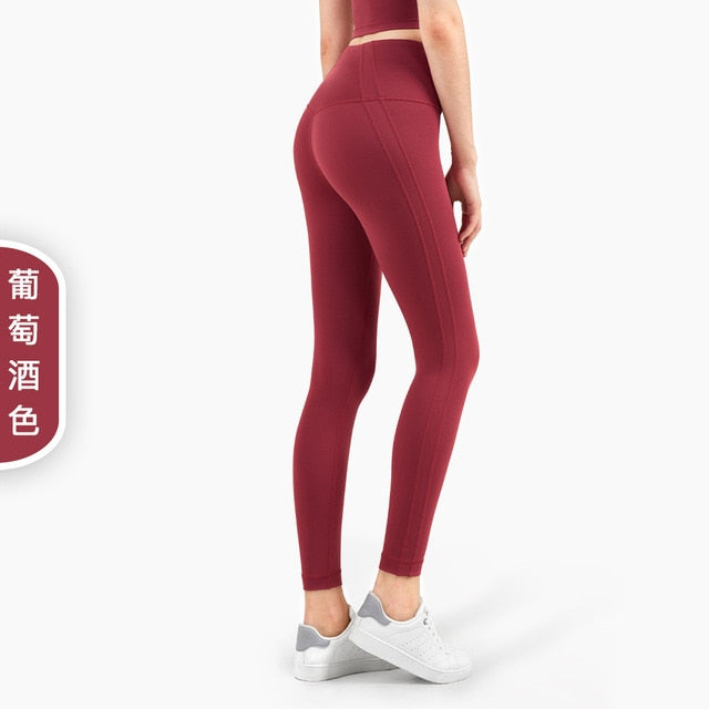 Autumn Seamless Solid Yoga No T line Leggings Fitness Gym Yoga Pantalones High Elastics Sports Breathable Dry Quick Trousers - GilloServ