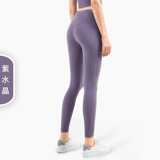 Autumn Seamless Solid Yoga No T line Leggings Fitness Gym Yoga Pantalones High Elastics Sports Breathable Dry Quick Trousers - GilloServ