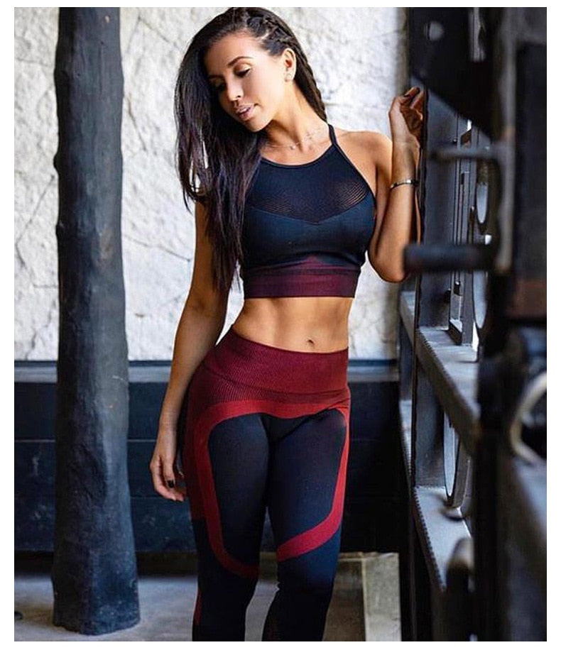 Patchwork Yoga Leggings High Elastics Pants For Women