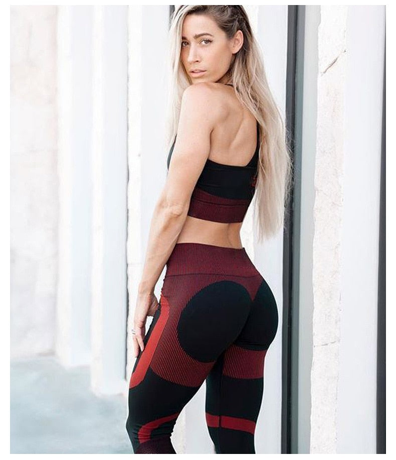 Patchwork Yoga Leggings High Elastics Pants For Women