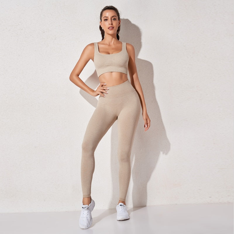 High Waist Sports Bra+ Legging Gym Clothing Seamless Fitness
