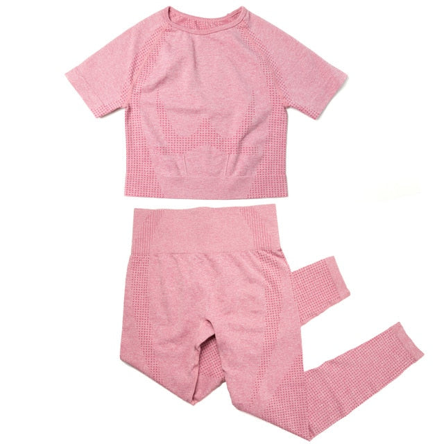 Yoga Sets Short Crop Tops Sport Pants - GilloServ