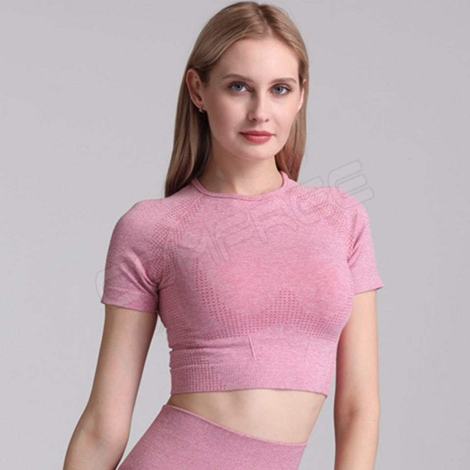 Yoga Sets Short Crop Tops Sport Pants - GilloServ