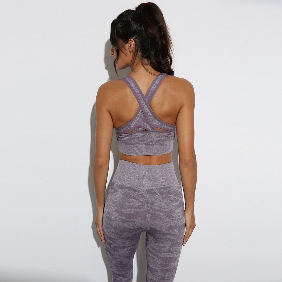 Seamless Yoga Set Fitness Sports Suits Gym Clothing Sport Bra High Waist Yoga Leggings Workout Pants Outfit Sportswear Tracksuit - GilloServ