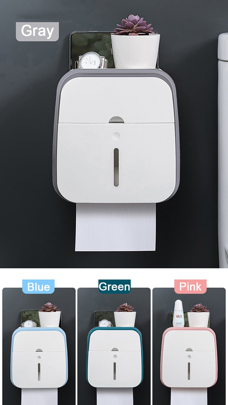 Waterproof Toilet Tissue Box Wall Mount Double Layer Roll