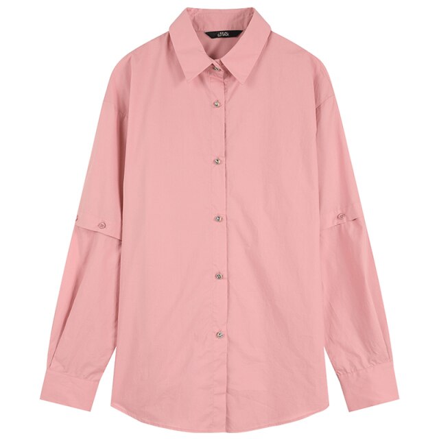 High Quality Solid Pure Chic Casual Minimalist Cotton Shirt Women