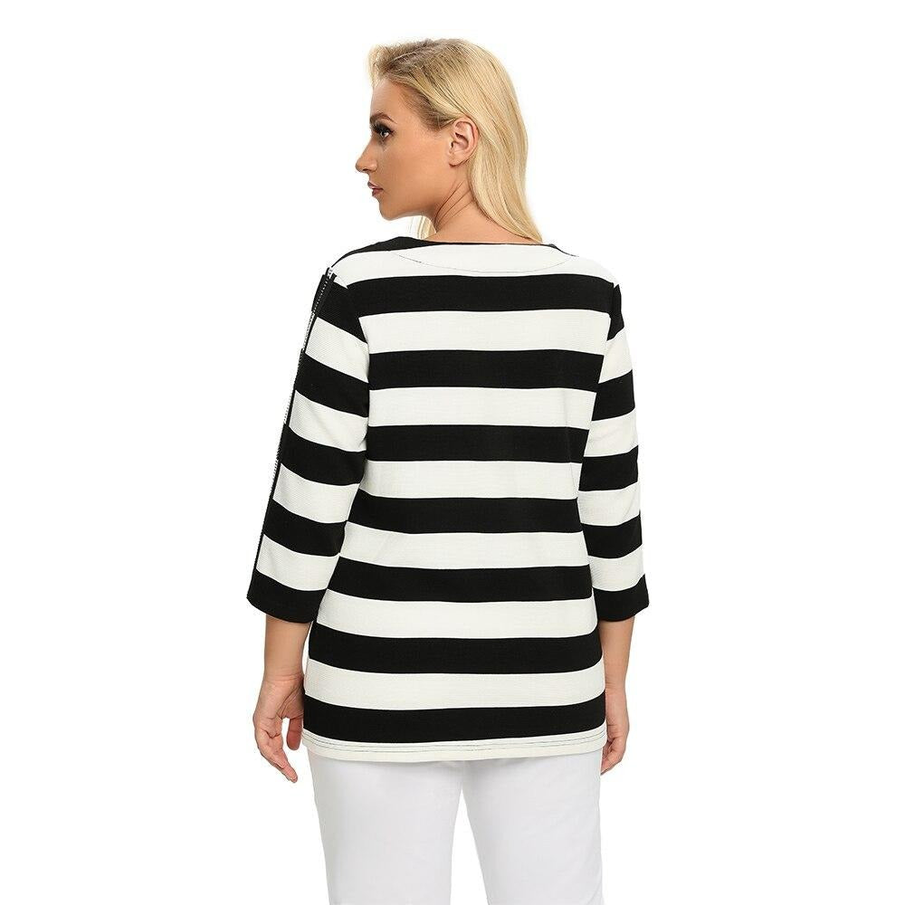 Women's Plus Size Spring Polyester Elastic Round Neck