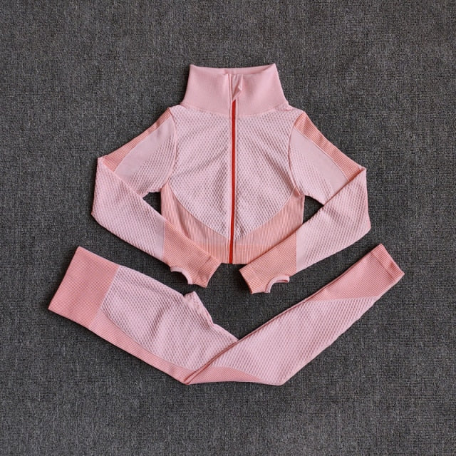 Women Fitness Sport Yoga Suit Seamless Women Yoga Sets