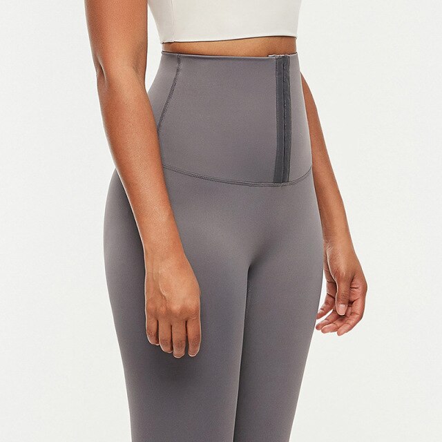 Hook Closure Metallic Yoga Pants Sport Leggings - GilloServ