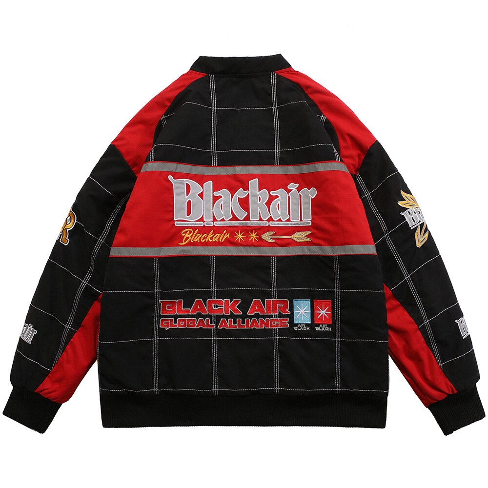 Thicken Baseball Jacket Men Plaid Embroidery Button Bomber Coat - GilloServ