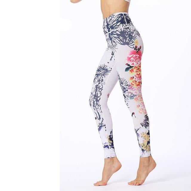 Flower Printed Fitness Women Gym Tights High Legging - GilloServ