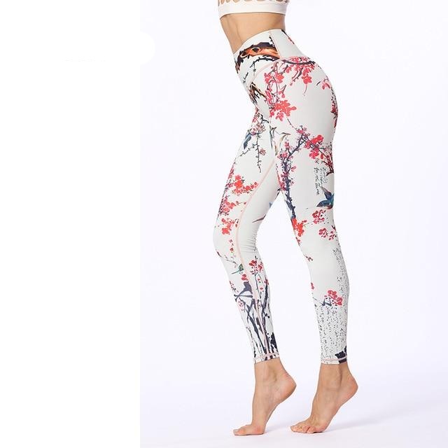 Flower Printed Fitness Women Gym Tights High Legging - GilloServ