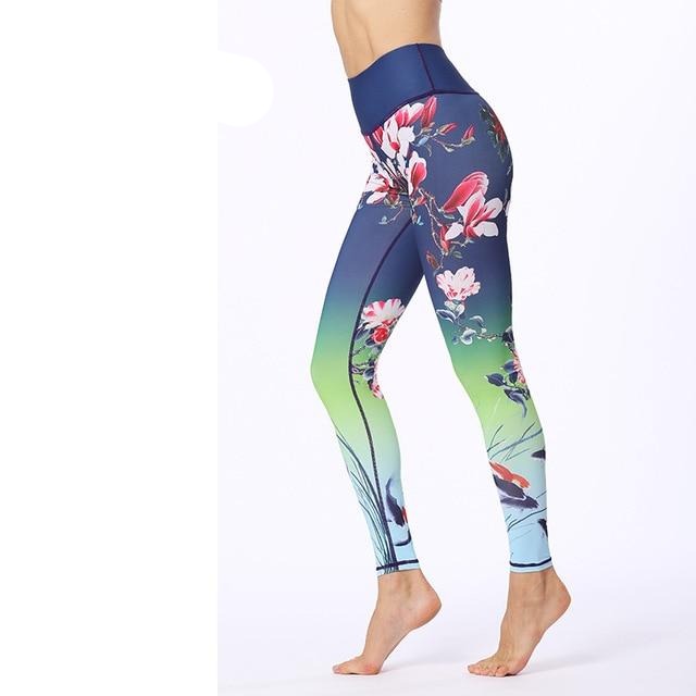Flower Printed Fitness Women Gym Tights High Legging - GilloServ