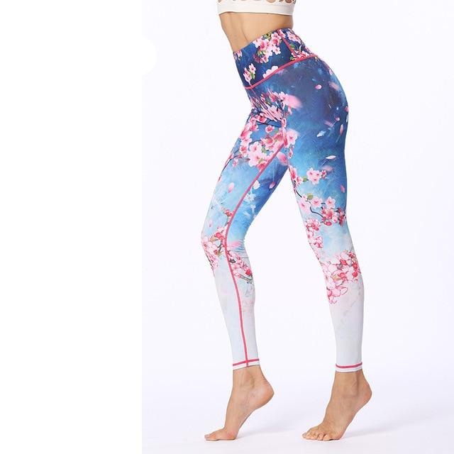 Flower Printed Fitness Women Gym Tights High Legging - GilloServ
