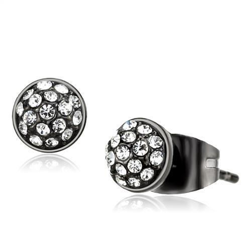 TK2854 - IP Light Black  (IP Gun) Stainless Steel Earrings with Top Grade Crystal  in Clear-0