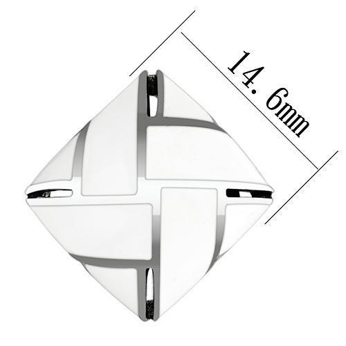 TK896 - High polished (no plating) Stainless Steel Earrings with Epoxy  in White-1