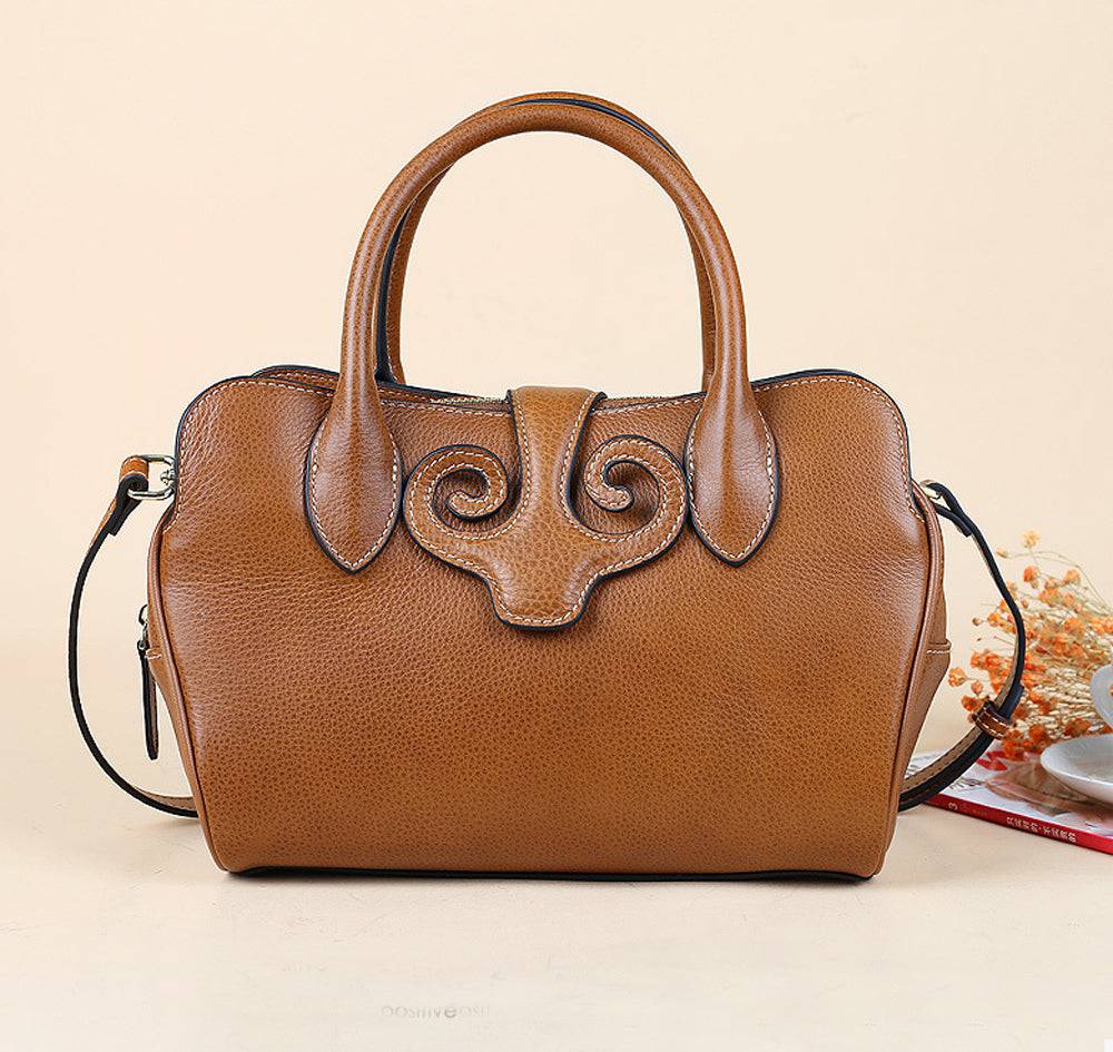 Womens Vintage Leather Top Handle Bag Medium