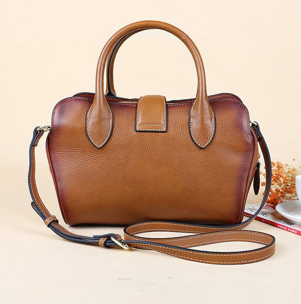 Womens Vintage Leather Top Handle Bag Medium