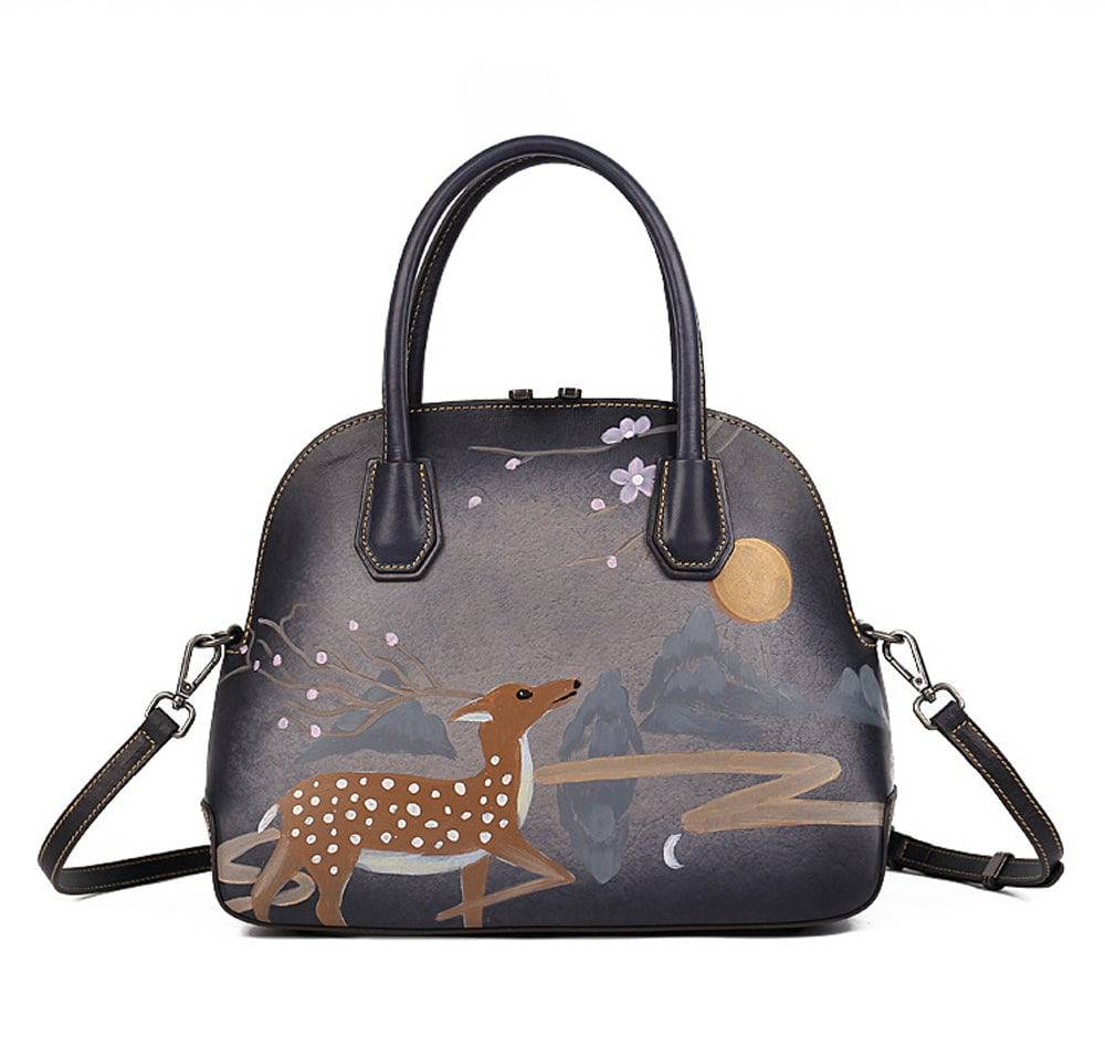 Womens Vintage Leather Top Handle Cross Body  Bag